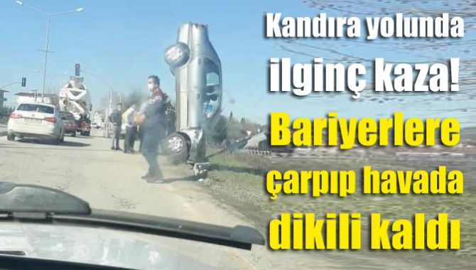Kandıra merkez ışıklar mevkisinde kontrolden çıkarak orta refüje çarpan ve