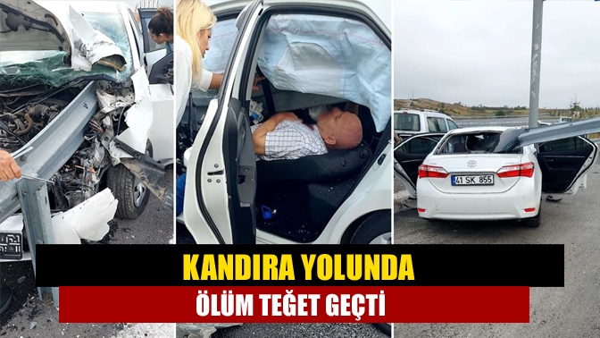 Kandıra yolunda sürücüsünün kontrolünü kaybettiği otomobil bariyerlere çarptı. Otomobilin motor