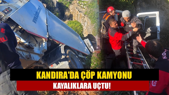 Kandıra'da seyir halinde olan Kandıra Belediyesine ait bir çöp kamyonu,