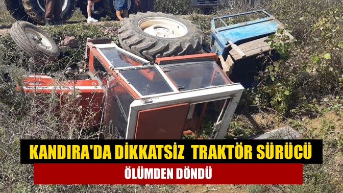 Kandıra Kırkarmut köyünde kontrolden çıkan traktör devrildi. Traktör sürücü kazayı