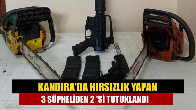 Kandıra'da girdikleri iki evden odun kesme motoru ve av tüfeği