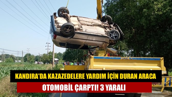 Kandıra Kaynarca yolunda, trafik kazası geçiren sürücüye yardım için duran
