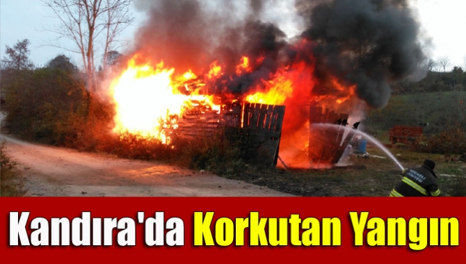 Kandıra'nın Karagöllü Mahallesi'ndeki bir samanlıkta çıkan yangın korku dolu anlar