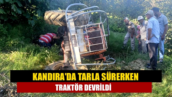 Kandıra Hacımazlı köyünde kontrolden çıkan traktör devrildi. Traktör sürücü kazayı