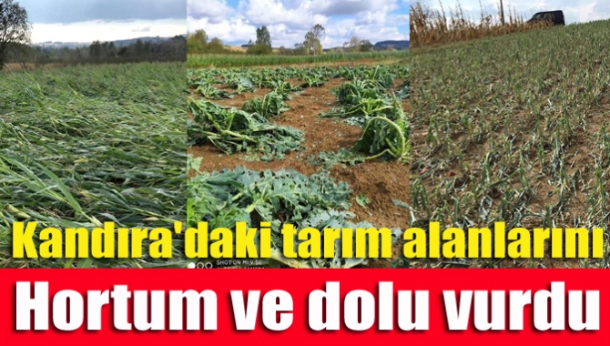 Kandıra'da etkili olan dolu yağışı ve oluşan hortum kışlık tarım