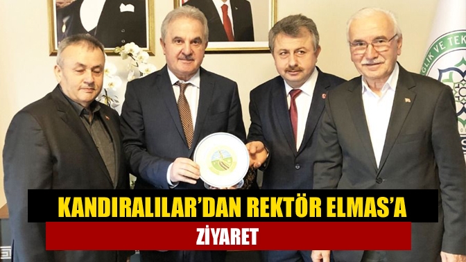 KOSTÜ Rektörü Prof. Dr. Muzaffer Elmas, makamında Kocaeli Kandıralılar Derneği