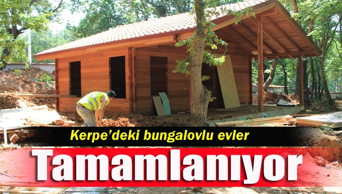 Büyükşehir’in Kandıra Kerpe’de yapımına devam ettiği, içinde 13 adet bungalovun