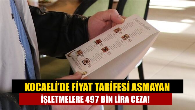 Ticaret Bakanlığı tarafından, Kocaeli’de girişe ve masaların üzerine fiyat listesi