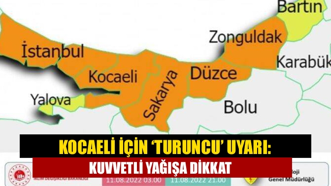 Meteoroloji Genel Müdürlüğü'nden yapılan 'turuncu' uyarıda Marmara'nın doğusunda gök gürültülü