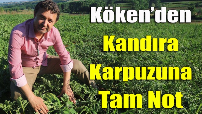 Organik Kandıra karpuzunu Döngelli mahallesine yaptığı ziyaret sırasında test eden