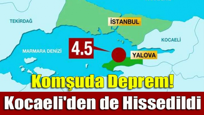 Yalova'nın Çınarcık ilçesi merkezli 4,5 büyüklüğünde bir deprem meydana geldi.