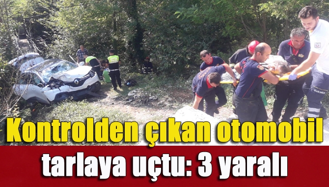Eski Kandıra-İzmit yolunda kontrolden çıkan otomobil, tarlaya uçtu. Kazada 3