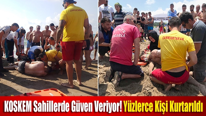 Kocaeli Büyükşehir Belediyesi İtfaiyesi KOSKEM cankurtaranları Kocaeli sahillerinde pek çok