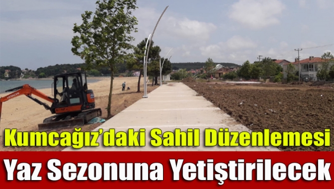 Kandıra İlçesi’nde bulunan Kumcağız sahilinde Nisan ayında başlayan düzenleme çalışmaları,