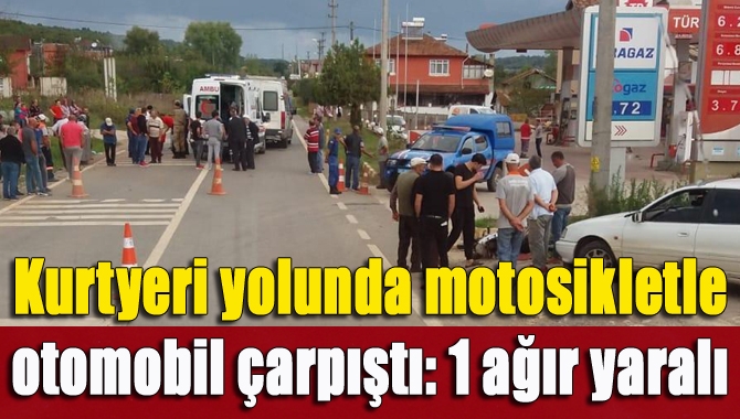 Kandıra Kurtyeri yolunda motosikletle otomobil çarpıştı. Kazada motosiklet sürücüsü ağır