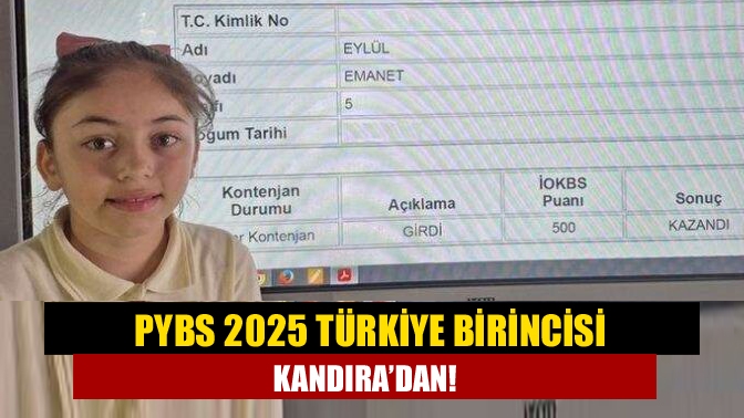 PYBS 2025 Türkiye birinciliği, Kandıra’nın Karaağaç Mahallesi’nden Eylül Emanet’e gitti.