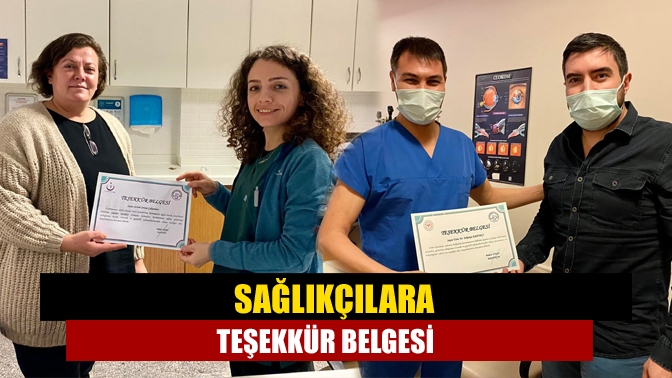 M. Kazım Dinç Kandıra Devlet Hastanesi’nde görevli sağlıkçılara teşekkür belgeleri