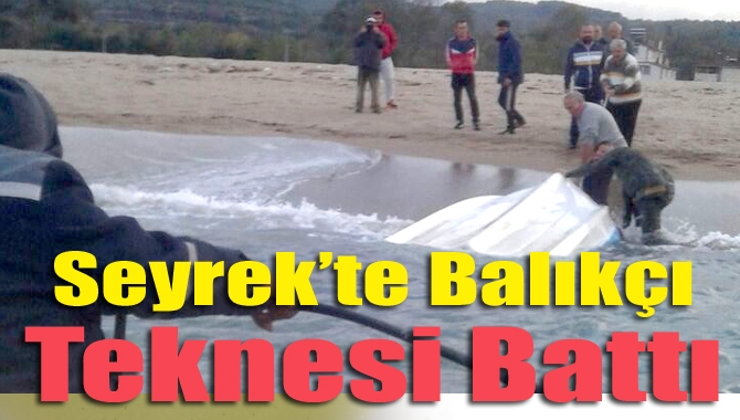 Kandıra’nın Seyrek sahilinde azgın dalgaların arasında alabora olan balıkçı teknesi