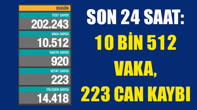 Türkiye'de son 24 saatte 10 bin 512 kişinin testi pozitif