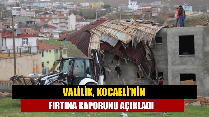Kocaeli'de etkili olan fırtına nedeniyle 10 ilçede 27 çatının uçtuğu,