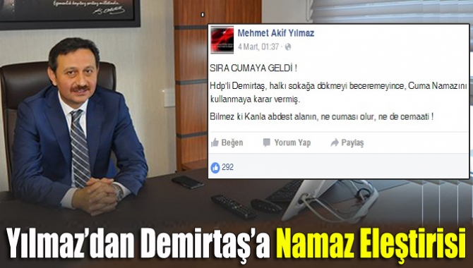 AKP Kocaeli Milletvekili Mehmet Akif Yılmaz yaptığı bir paylaşımında HDP’nin