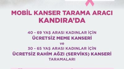 Kandıra İlçe Sağlık Müdürlüğü’nün koordinasyonuyla mobil kanser tarama aracı, bugün