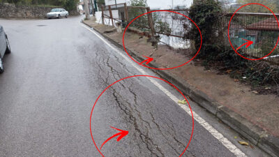 Kandıra Aydınlık Mahallesi Tabakhane Caddesi, çökme ve çatlamalar nedeniyle tehlike