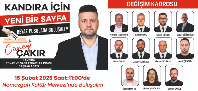 Kandıra Esnaf ve Sanatkârlar Odası Başkan Adayı Cüneyt Çakır, 15