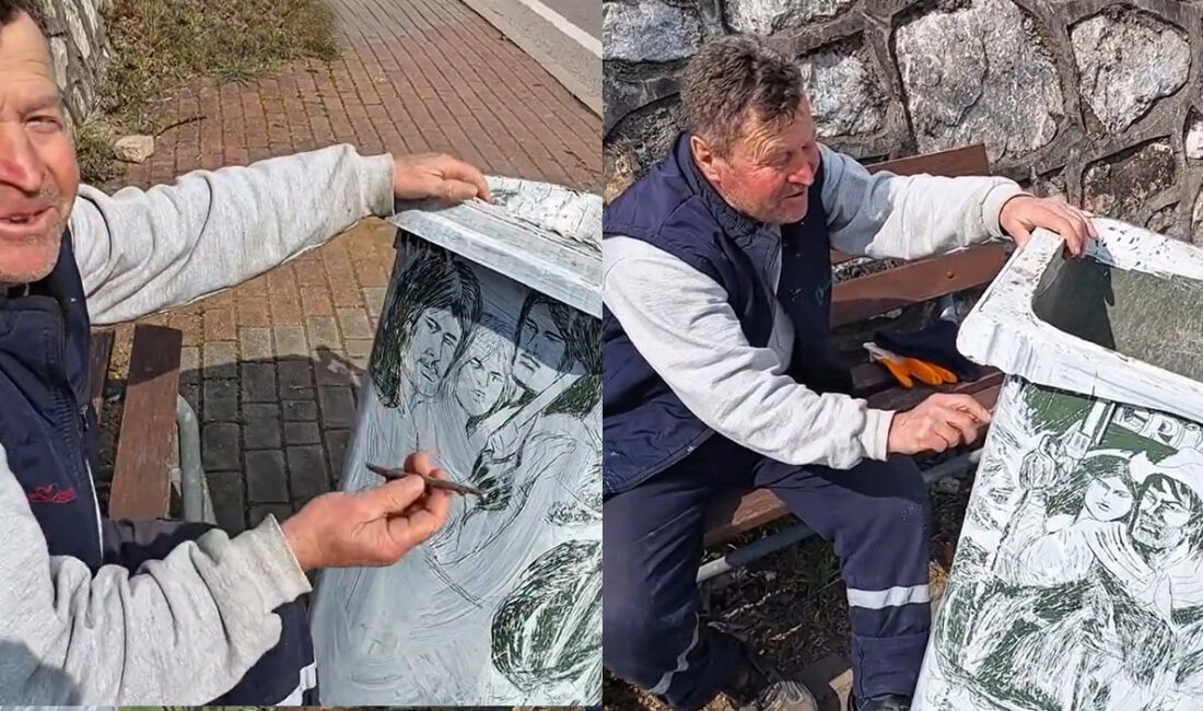 Kandıralı temizlik görevlisi Selami Gündoğdu, mesleğini sanatla buluşturarak çöp kovalarına