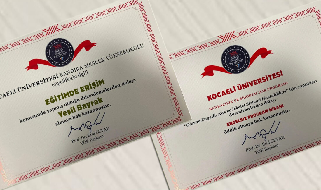 YÖK’ün değerlendirmesinde Kandıra Meslek Yüksekokulu, “Eğitimde Erişim” alanında Yeşil Bayrak