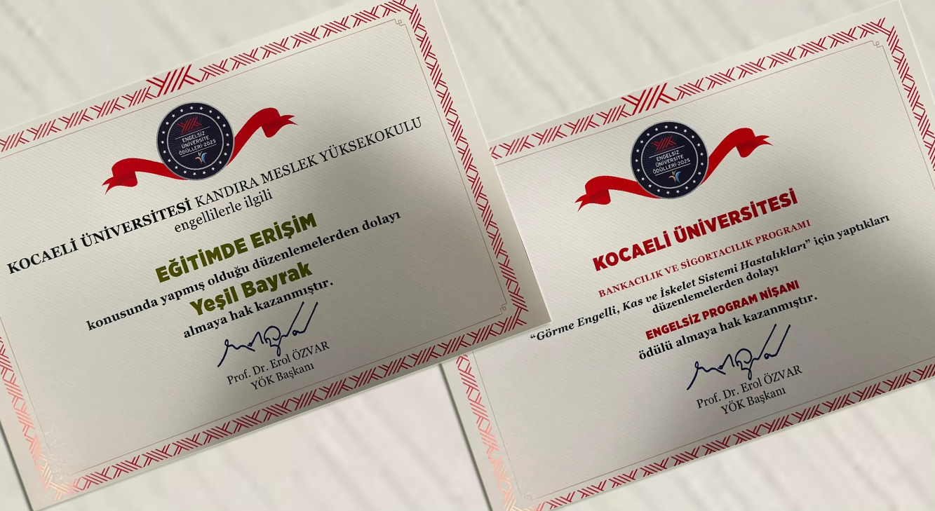 YÖK’ün değerlendirmesinde Kandıra Meslek Yüksekokulu, “Eğitimde Erişim” alanında Yeşil Bayrak