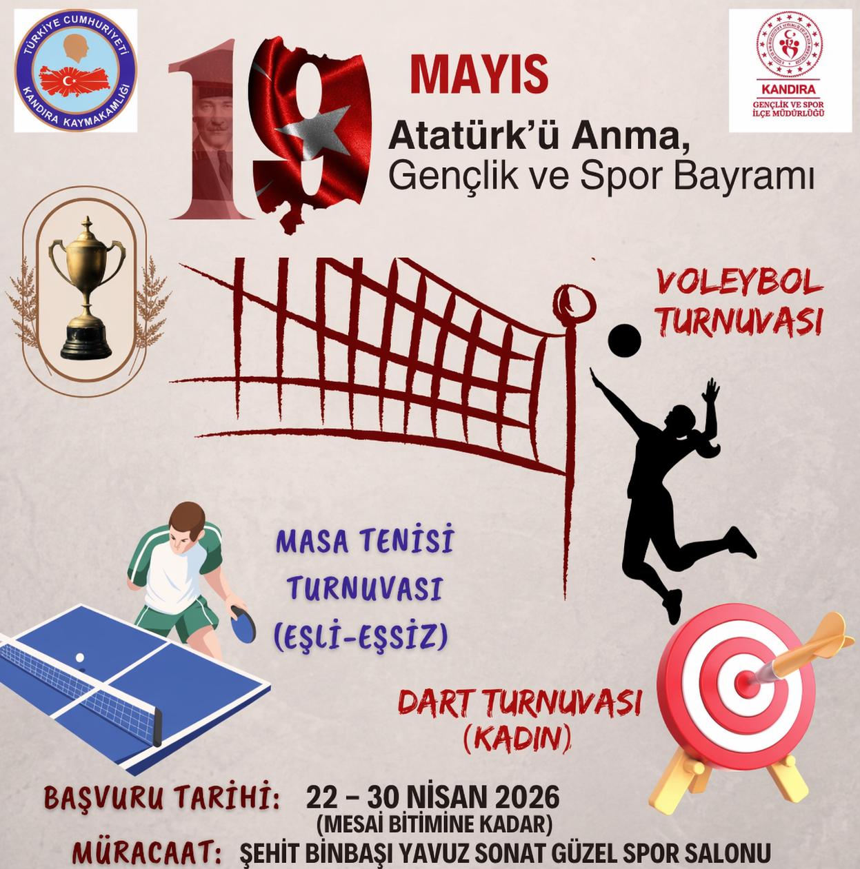 Kandıra Gençlik ve Spor İlçe Müdürlüğü, 19 Mayıs kapsamında voleybol,