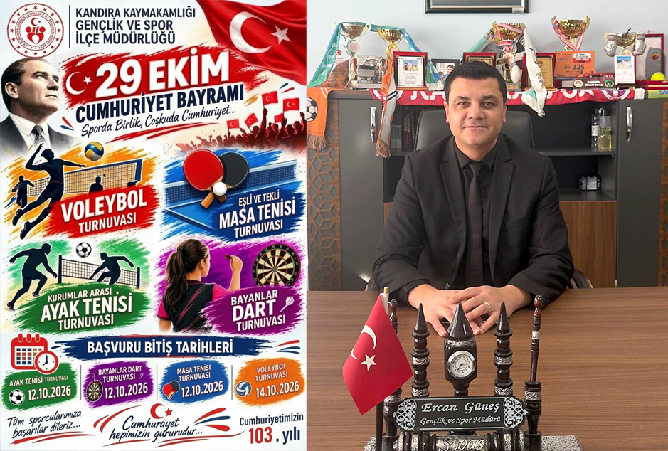 Kandıra’da 29 Ekim Cumhuriyet Bayramı’nın 103. yıl dönümü kapsamında voleybol,