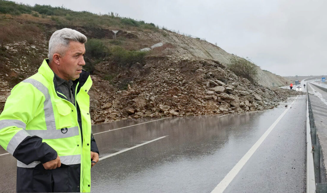 Kandıra-İzmit karayolunun cezaevi bölgesinde meydana gelen heyelan nedeniyle sürücüler için