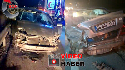 Kandıra-İzmit yolu Davuldere rampasında domuza çarpan otomobil bariyerlere çarparak ters